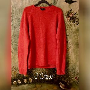 J Crew - 100% Lambs Wool Relaxed Long Sleeve Crew Neck Classic in Orange - Large